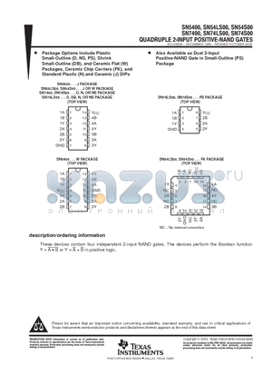 MH74S00 datasheet - QUADRUPLE 2-INPUT POSITIVE-NAND GATES