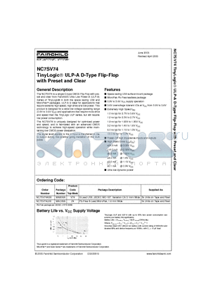 NC7SV74 datasheet - TinyLogic ULP-A D-Type Flip-Flop with Preset and Clear