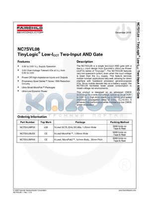 NC7SVL08FHX datasheet - TinyLogic^ Low-ICCT Two-Input AND Gate