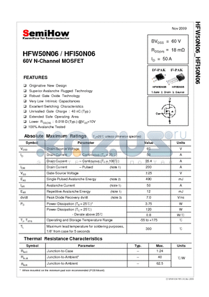 HFI50N06 datasheet - 60V N-Channel MOSFET