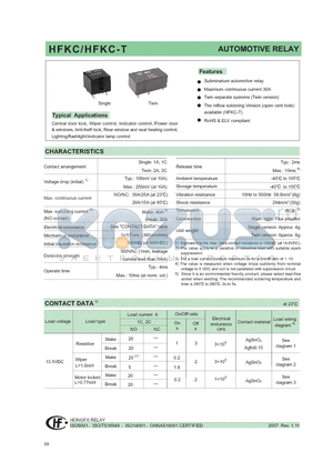 HFKC/0242ZSP3 datasheet - AUTOMOTIVE RELAY