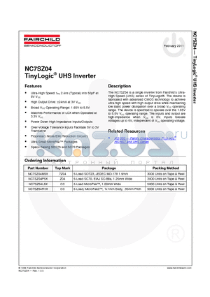NC7SZ04L6X_11 datasheet - TinyLogic^ UHS Inverter
