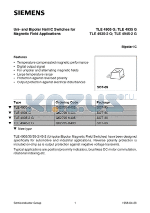 Q62705-K402 datasheet - Uni- and Bipolar Hall IC Switches for Magnetic Field Applications