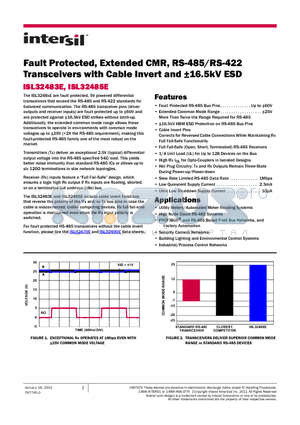 ISL32485EIBZ datasheet - Fault Protected, Extended CMR, RS-485/RS-422 Transceivers