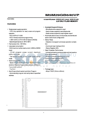 M5M29GB640C3TXAC-12 datasheet - 3.3V ONLY FLASHMEMORY