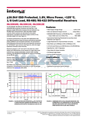 ISL32611EFHZ-T7A datasheet - 16.5kV ESD Protected, 1.8V, Micro Power, 125`C, 1/8 Unit Load, RS-485/RS-422 Differential Receivers