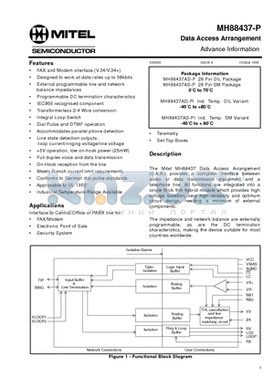 MH88437 datasheet - Data Access Arrangement Advance Information