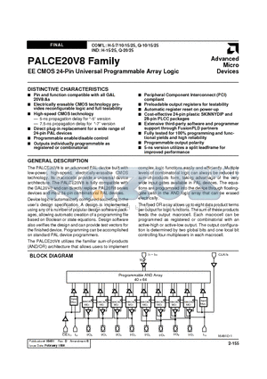 PALCE20V8H-15JC datasheet - EE CMOS 24-Pin Universal Programmable Array Logic