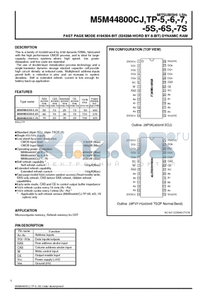 M5M44800CJ-6S datasheet - FAST PAGE MODE 4194304-BIT (524288-WORD BY 8-BIT) DYNAMIC RAM