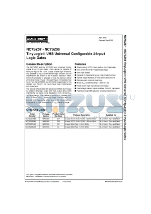 NC7SZ57 datasheet - TinyLogic UHS Universal Configurable 2-Input