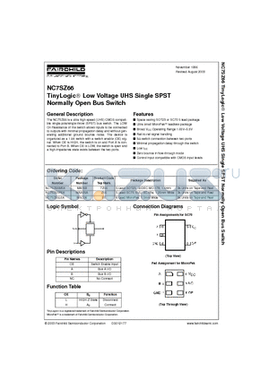 NC7SZ66P5X datasheet - TinyLogic Low Voltage UHS Single SPST