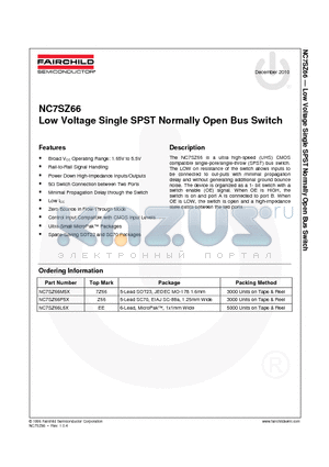 NC7SZ66L6X_10 datasheet - Low Voltage Single SPST Normally Open Bus Switch