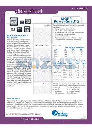 MQFPPOWERQUAD2 datasheet - Exceptional thermal and electrical performance by design include the following