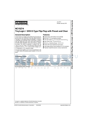 NC7SZ74K8X datasheet - TinyLogic UHS D-Type Flip-Flop with Preset and Clear