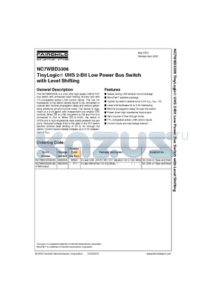 NC7WBD3306 datasheet - TinyLogic. UHS 2-Bit Low Power Bus Switch with Level Shifting