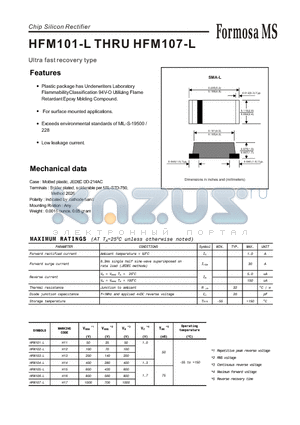 HFM105-L datasheet - Chip Silicon Rectifier - Ultra fast recovery type