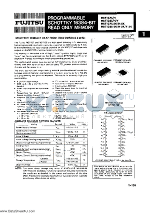 MB7137H-SK datasheet - PROGRAMMABLE SCHOTTKY 16384-BIT READ ONLY MEMORY