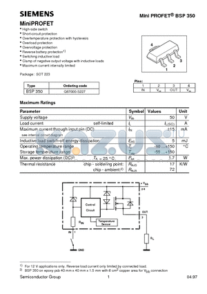 Q67000-S227 datasheet - MiniPROFET (High-side switch Short-circuit protection Overtemperature protection with hysteresis)
