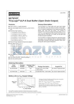 NC7WV07 datasheet - TinyLogic ULP-A Dual Buffer (Open Drain Output)