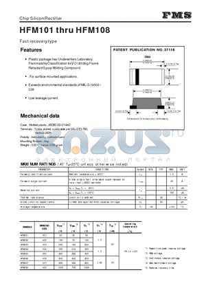HFM108 datasheet - Chip Silicon Rectifier - Fast recovery type