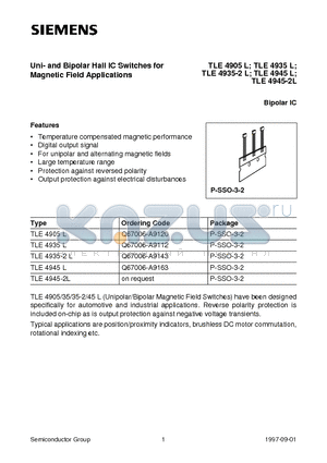 Q67006-A9143 datasheet - Uni- and Bipolar Hall IC Switches for Magnetic Field Applications