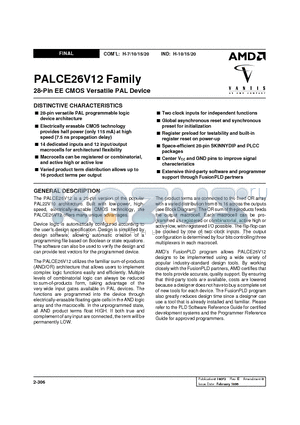 PALCE26V12H-15 datasheet - 28-Pin EE CMOS Versatile PAL Device