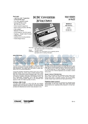 MQO28512Q/ES datasheet - DC/DC CONVERTERS 28 VOLT INPUT