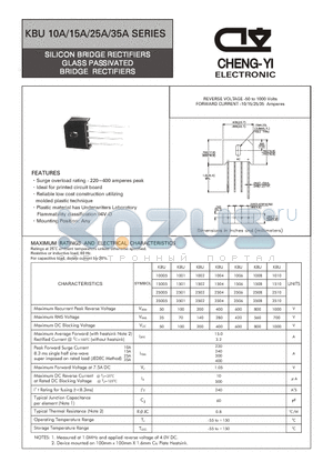 KBU35005 datasheet - SILICON BRIDGE RECTIFIERS GLASS PASSIVATED BRIDGE RECTIFIERS