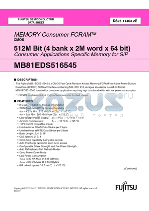 MB81EDS516545_10 datasheet - 512M Bit (4 bank x 2M word x 64 bit) Consumer Applications Specific Memory for SiP