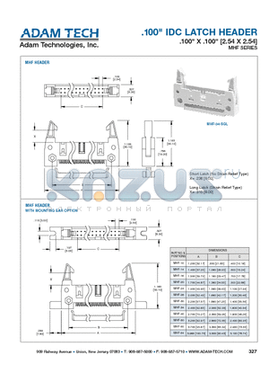 MHF-20 datasheet - .100 IDC LATCH HEADER .100 X .100 [2.54 X 2.54]