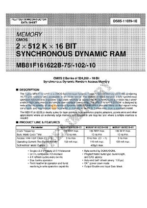 MB81F161622B-75 datasheet - SYNCHRONOUS DYNAMIC RAM