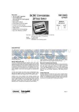 MHF2805S/ES datasheet - DC/DC CONVERTERS 28 VOLT INPUT