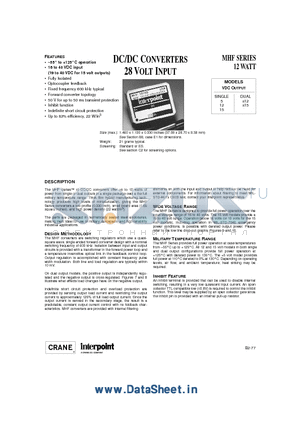 MHF2815D datasheet - DC/DC CONVERTERS 28 VOLT INPUT