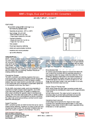 MHF2815S datasheet - Only 0.33 inches (8.38 mm) high in a hermetically sealed case