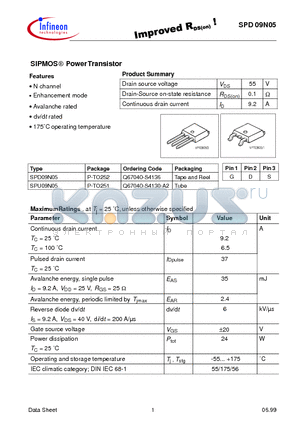 Q67040-S4130-A2 datasheet - SIPMOS PowerTransistor