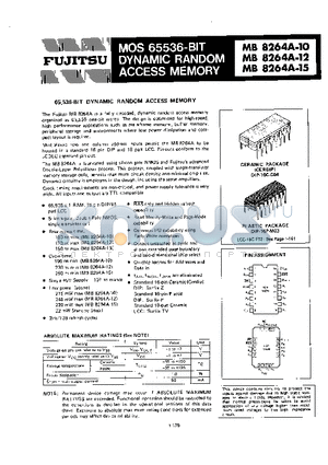 MB8264A-15 datasheet - MOS 65536-BIT DYNAMIC RANDOM ACCESS MEMORY