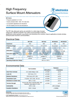 HFR-PAT1220-C-10-T datasheet - High Frequency Surface Mount Attenuators