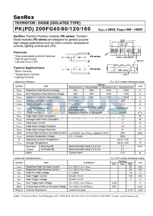 PK200FG40 datasheet - THYRISTOR/DIODE (ISOLATED TYPE)