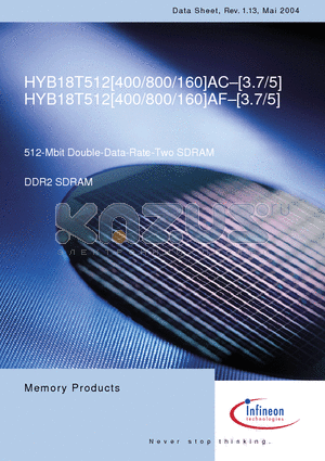 HYB18T512400AC5 datasheet - 512-Mbit Double-Data-Rate-Two SDRAM