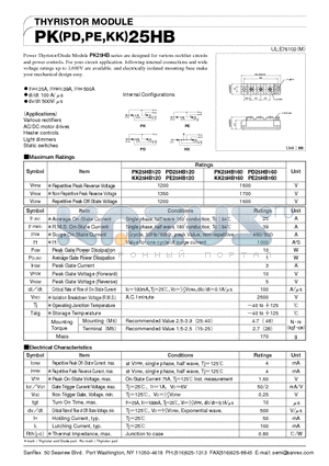 PK25HB160 datasheet - THYRISTOR MODULE