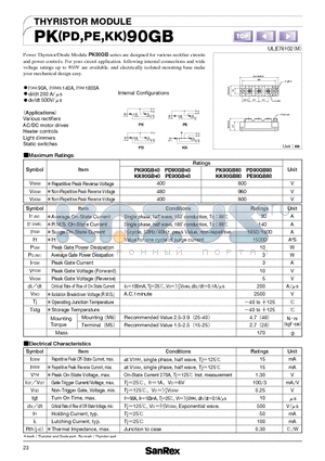 PK90GB80 datasheet - Designed for various rectifier circuits and power controls