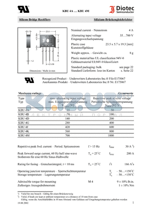 KBU4D datasheet - Silicon-Bridge Rectifiers