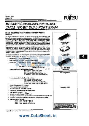 MB8431-90 datasheet - 2K x 8 Bits CMOS Dual-Port Static Random Access