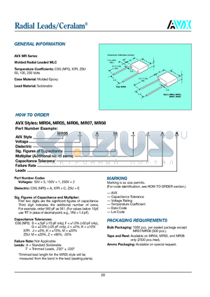 MR041A1R4DAA datasheet - Radial Leads/Ceralam