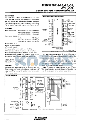 M5M5279P datasheet - 294912-BIT (32768-WORD BY 9-BIT) CMOS STATIC RAM
