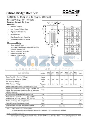 KBU600-G datasheet - Silicon Bridge Rectifiers