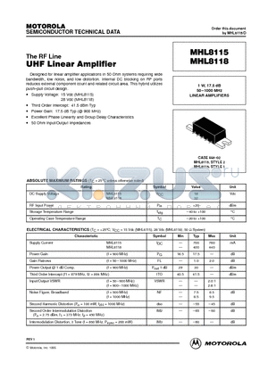 MHL8115 datasheet - UHF Linear Amplifier