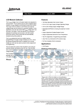 ISL45042IRZ-T datasheet - LCD Module Calibrator