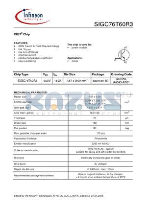 Q67050-A4343-A101 datasheet - IGBT3 Chip