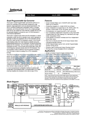 ISL5217_05 datasheet - Quad Programmable Up Converter